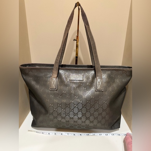 Gucci Metallic Monogram Zip Top Tote Bag